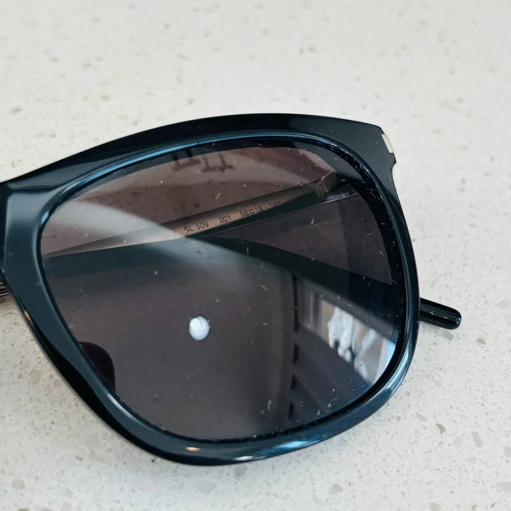 Saint Laurent SL 509-001 Black and Silver Sunglasses Women’s Sporty Designer Lux